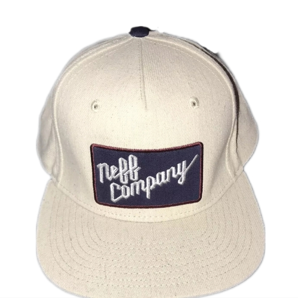 NEFF Company Logo Snapback Flat Bill Hat LINEN Blend  EXCELLENT Condition OSFM